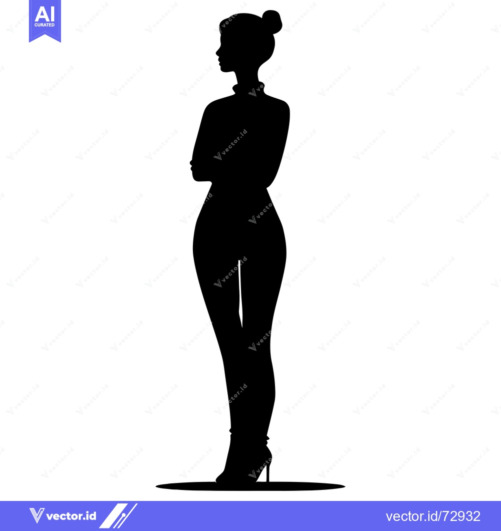 Premium Vector of Silhouette of a Woman with Arms Crossed and Bun Hairstyle