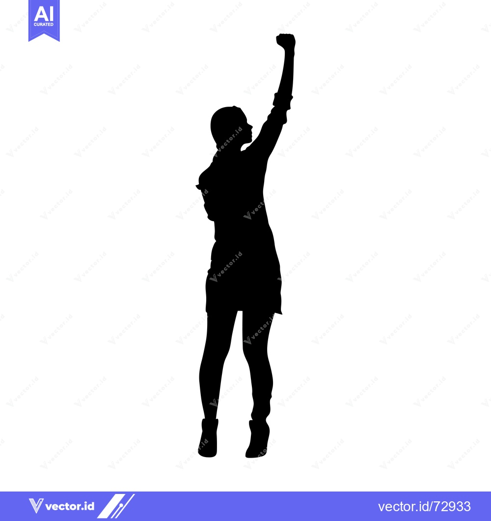 Premium Vector of Silhouette of a woman with her arm raised in the air