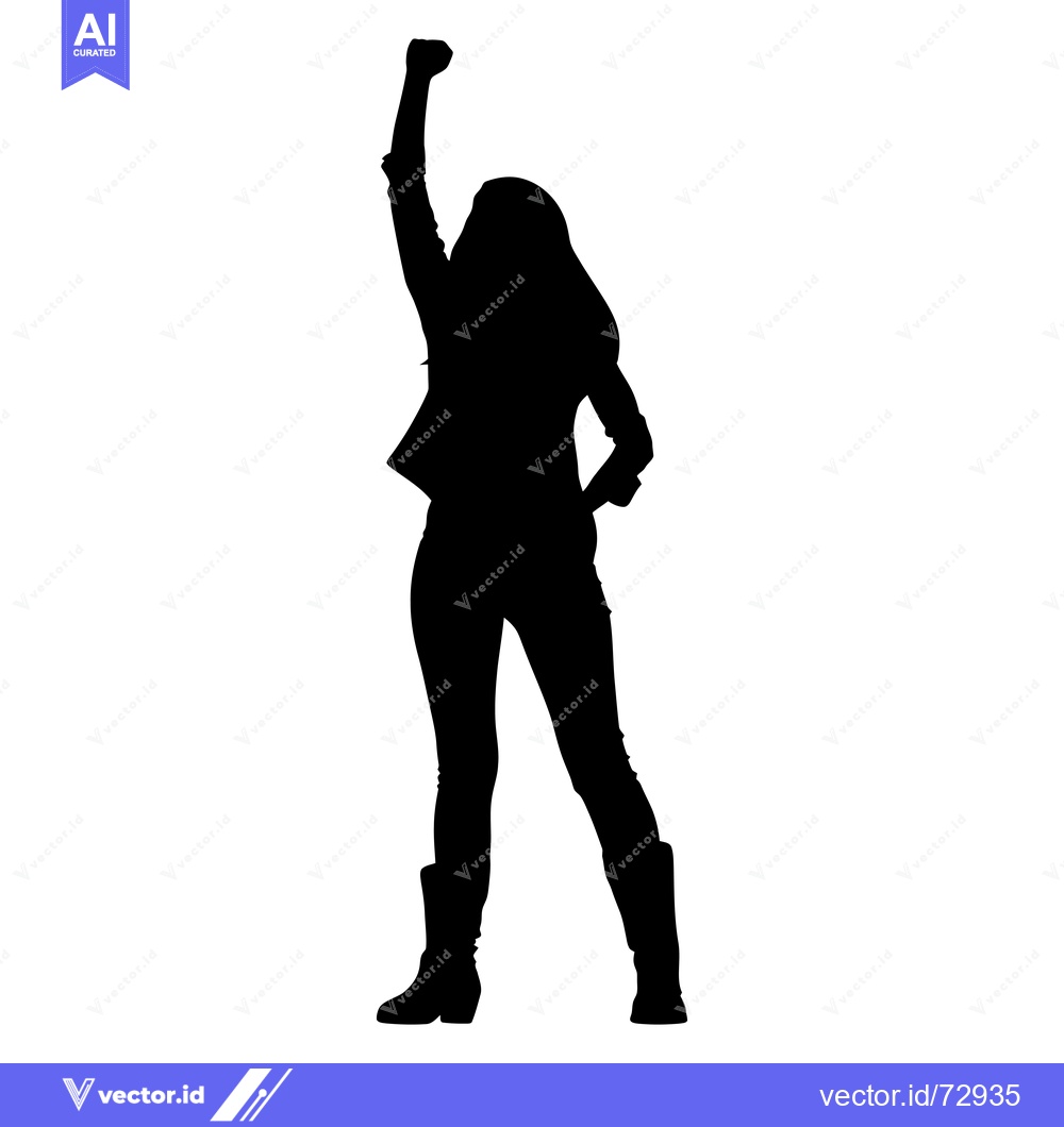 Premium Vector of Silhouette of a Woman with Raised Fist