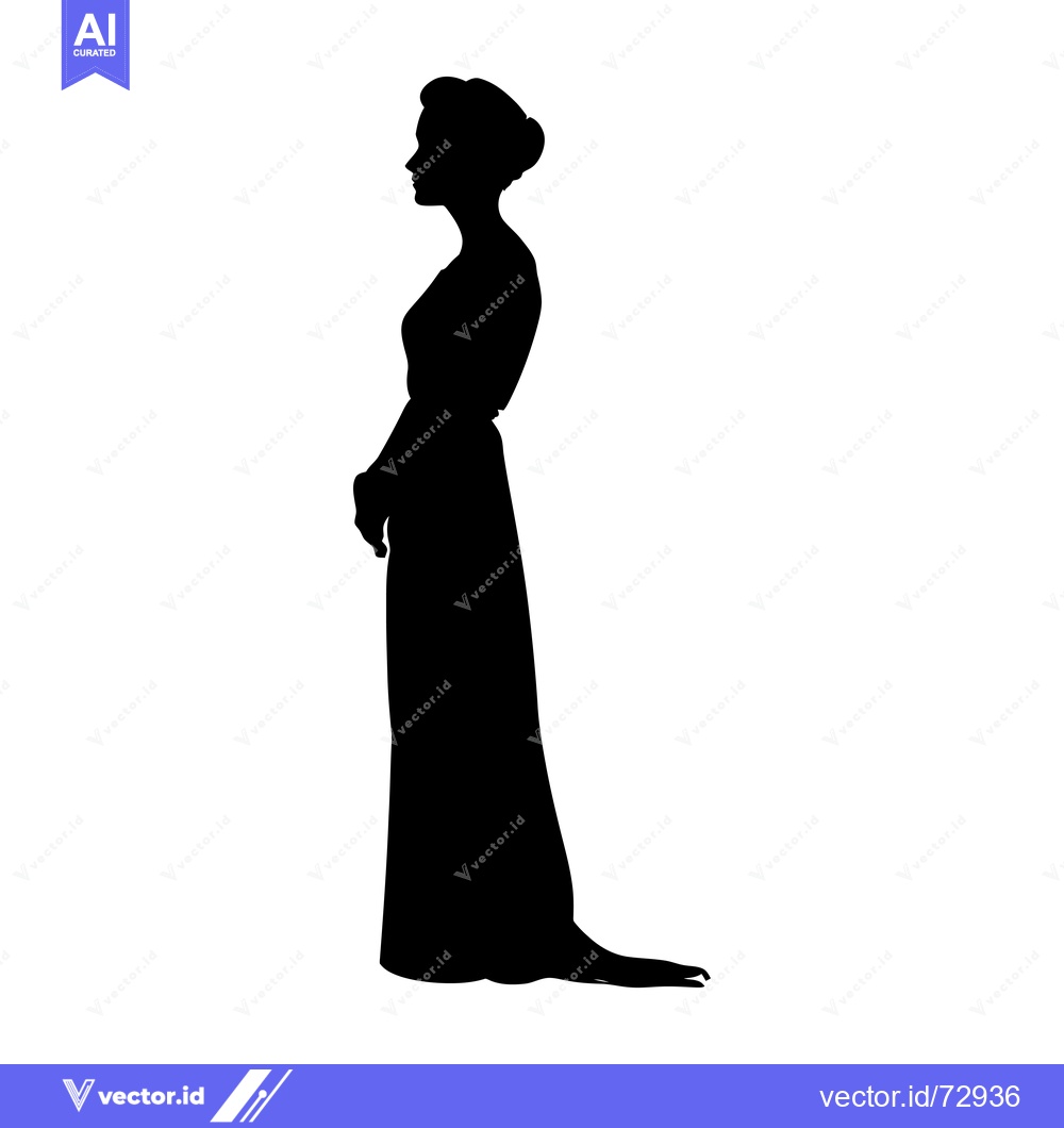 Premium Vector of Silhouette of a Woman in a Long Dress Standing in Profile