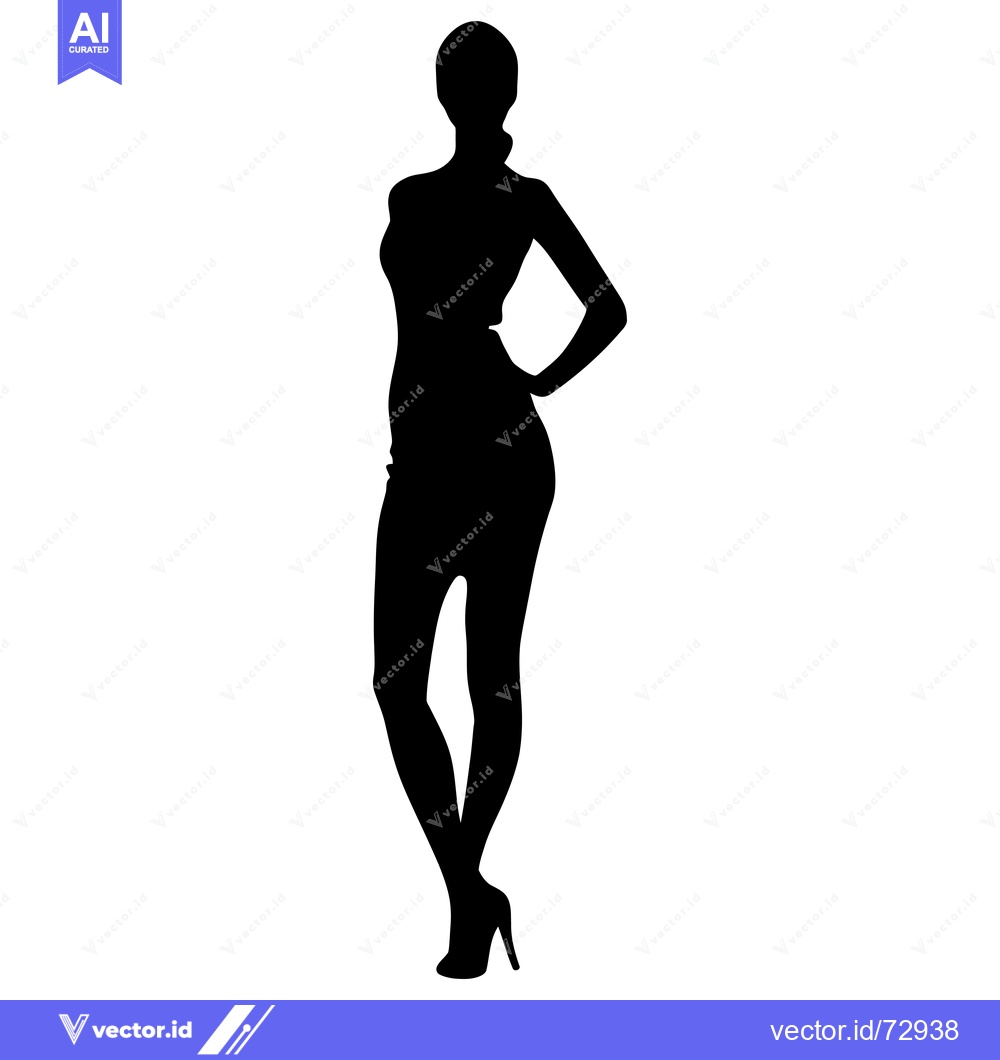 Premium Vector of Silhouette of a Woman in a Dress, Posing with Hand on Hip