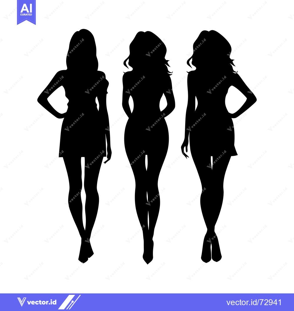 Premium Vector dari Three Female Silhouettes Standing in a Row
