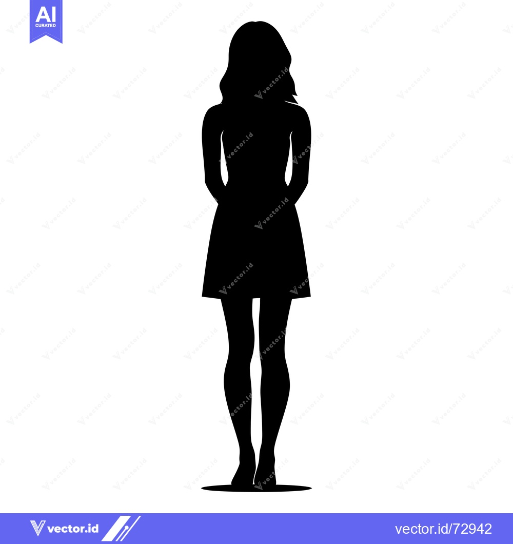 Premium Vector of Silhouette of a Woman Standing with Hands Behind Her Back