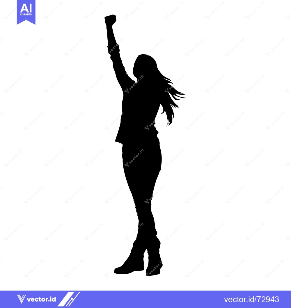 Premium Vector dari Silhouette of a Woman Raising Her Fist in the Air