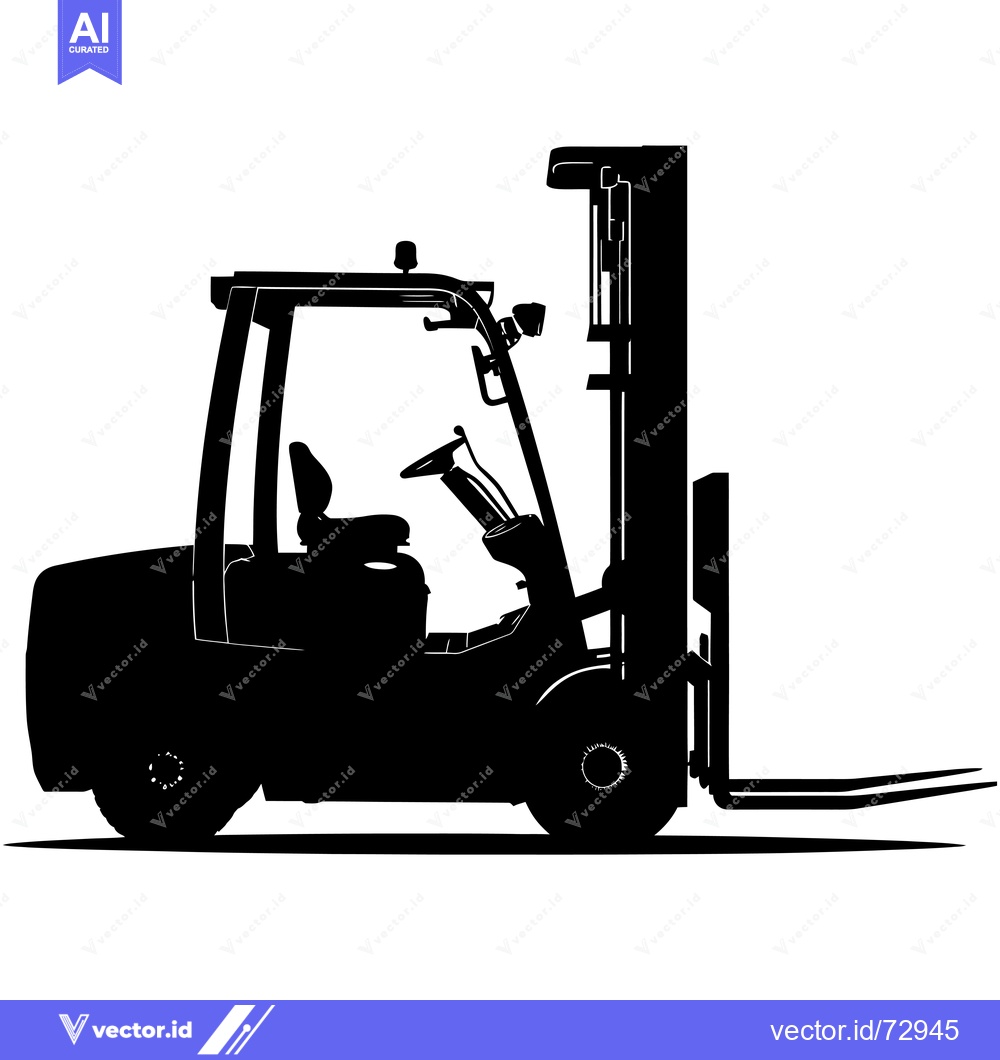 Premium Vector of Black and White Silhouette of a Forklift