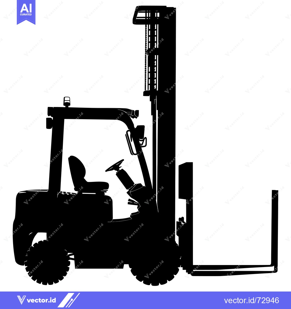 Premium Vector dari Black and white silhouette of a forklift truck
