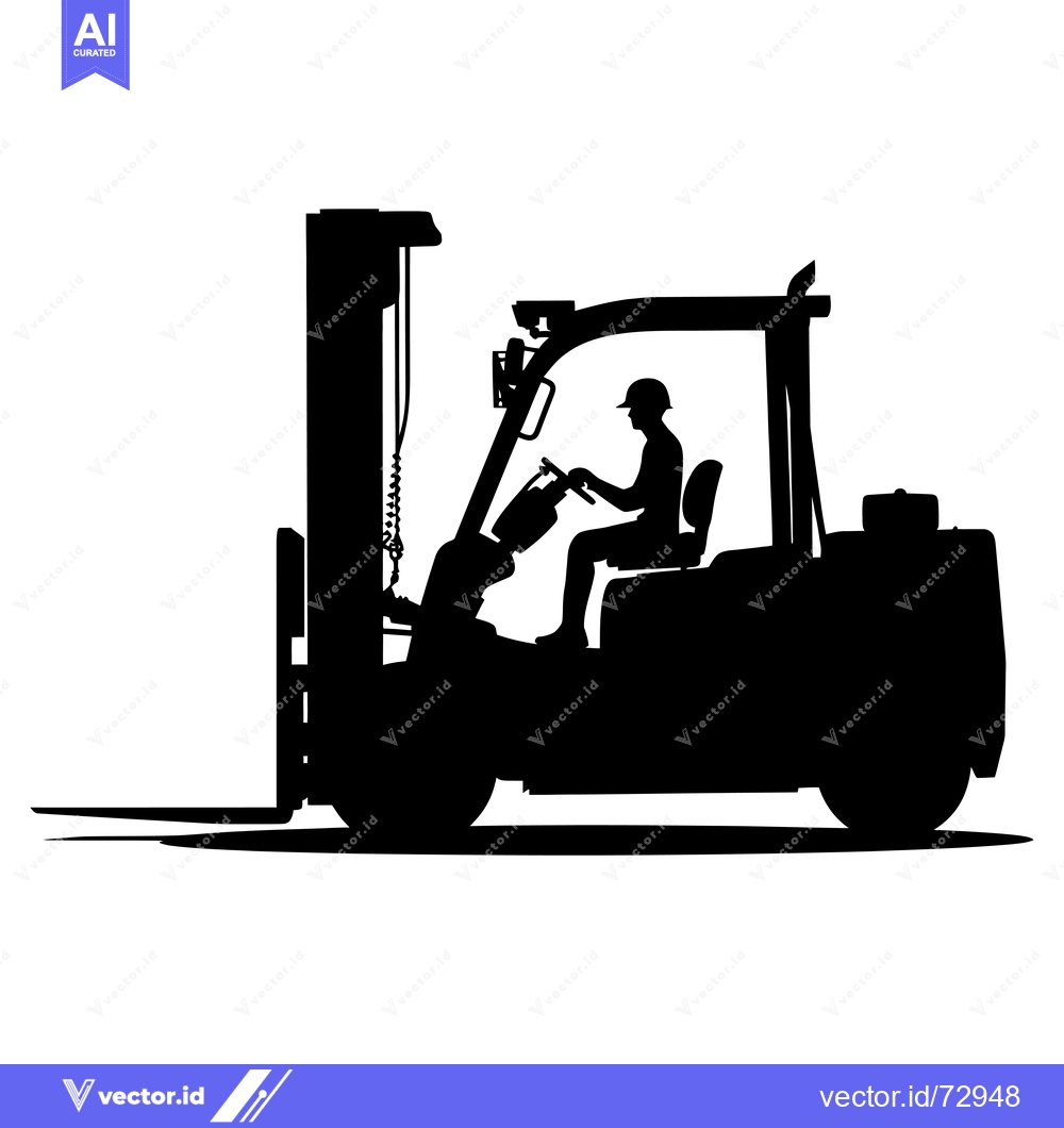 Premium Vector dari Silhouette of a Forklift Operator in a Warehouse