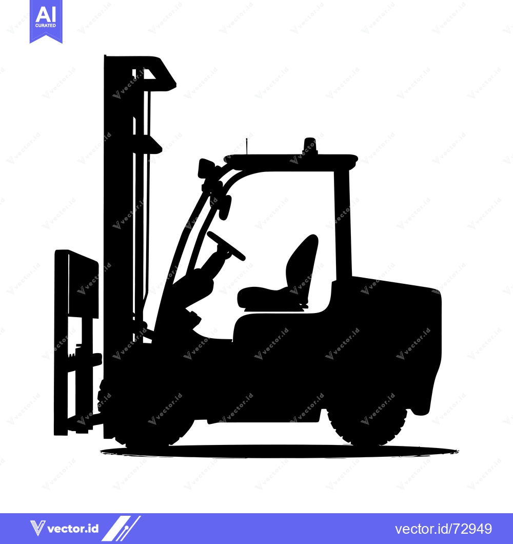 Premium Vector of Silhouette of a forklift with a raised mast