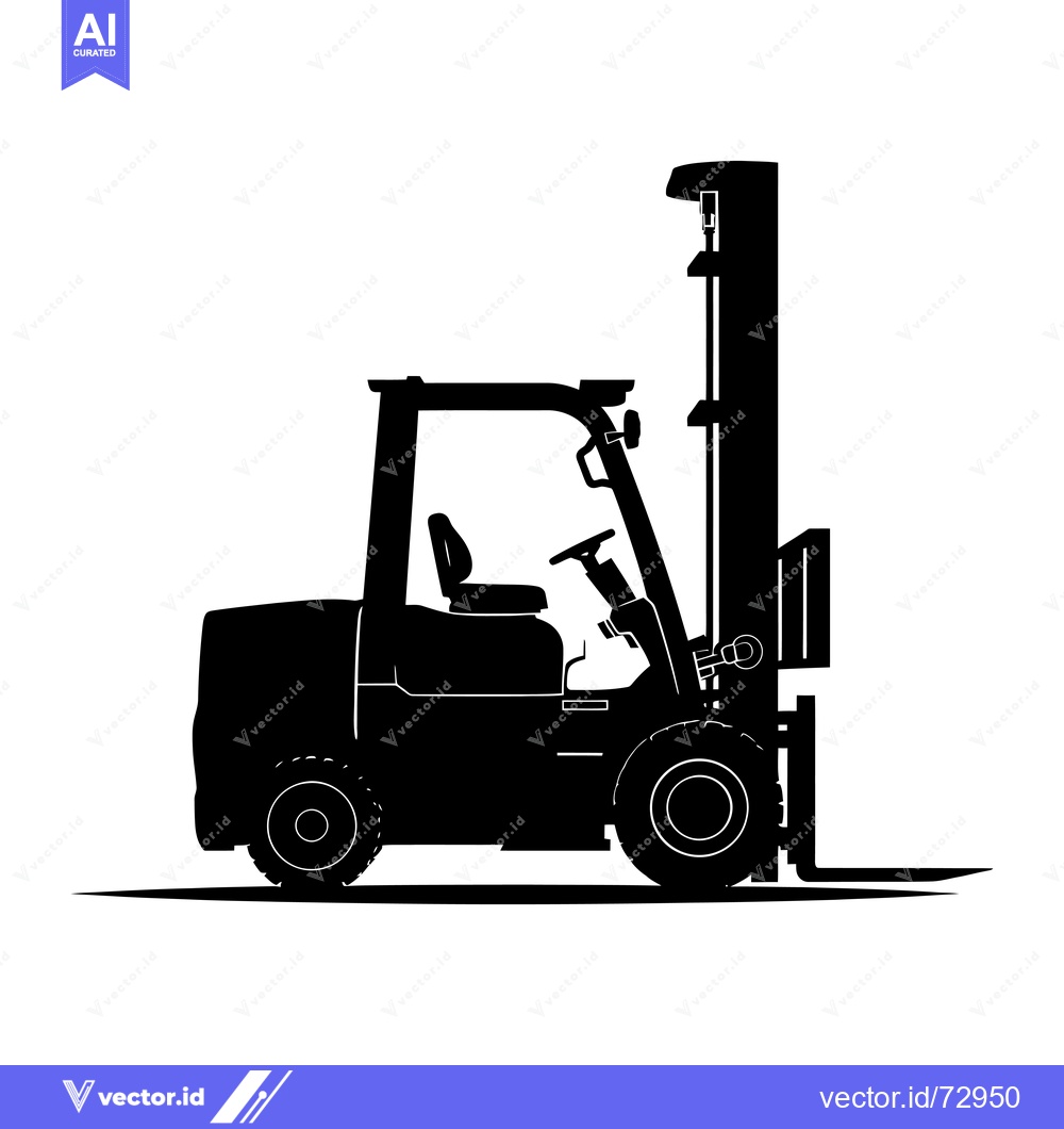 Premium Vector dari Black Silhouette of a Forklift with Raised Forks