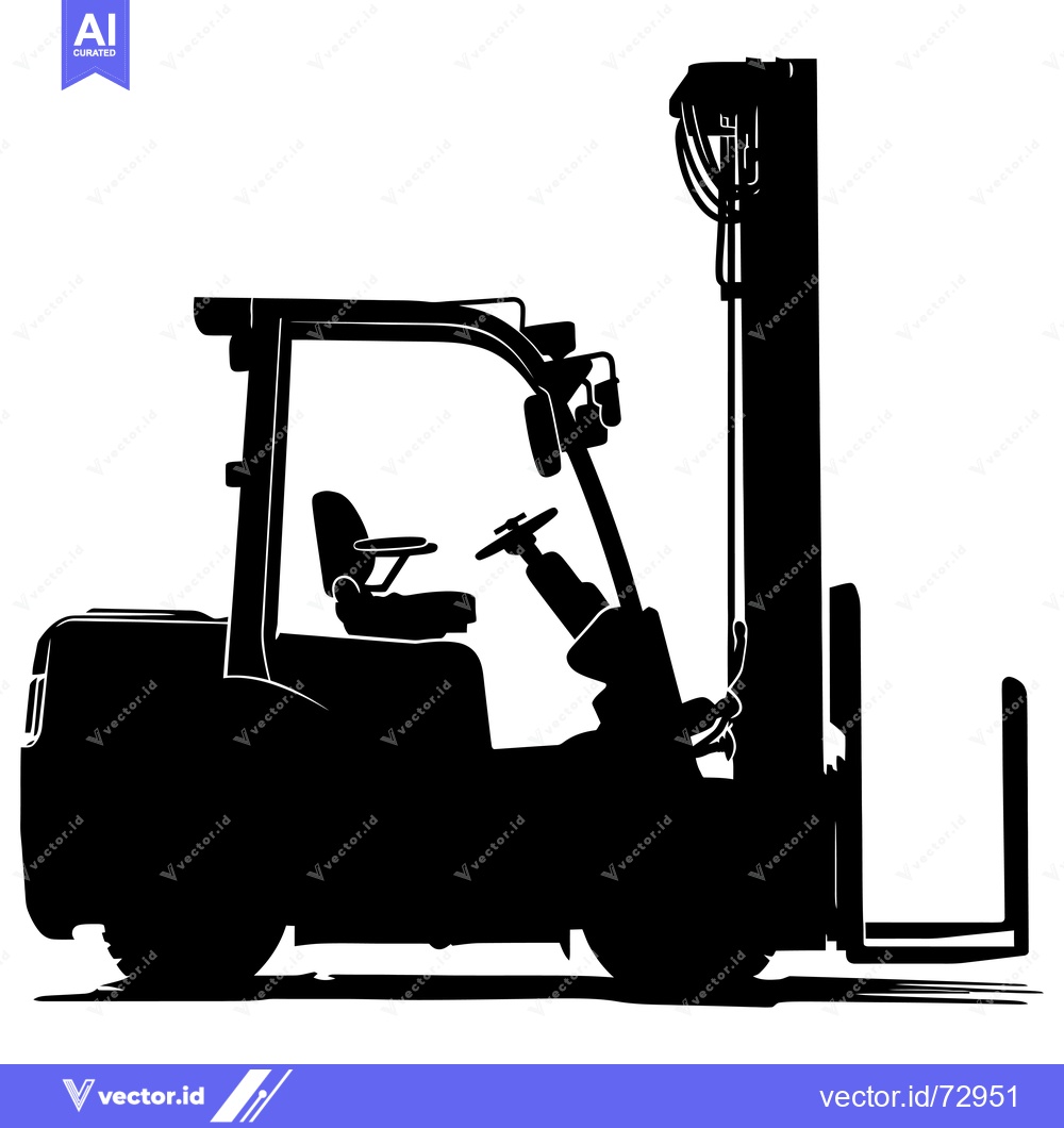 Premium Vector of Black and white silhouette of a forklift