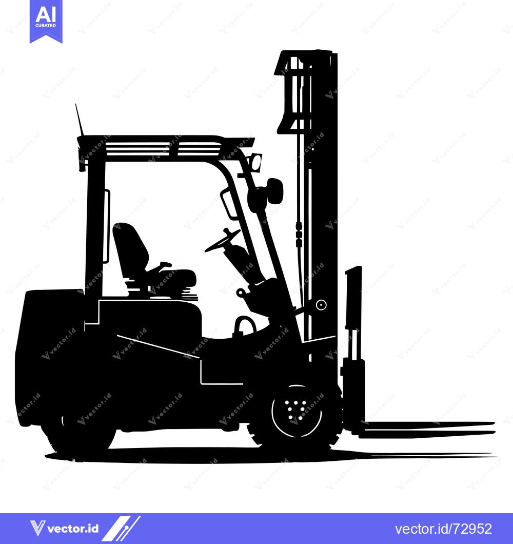 Premium Vector of Black Silhouette of a Forklift in Side View