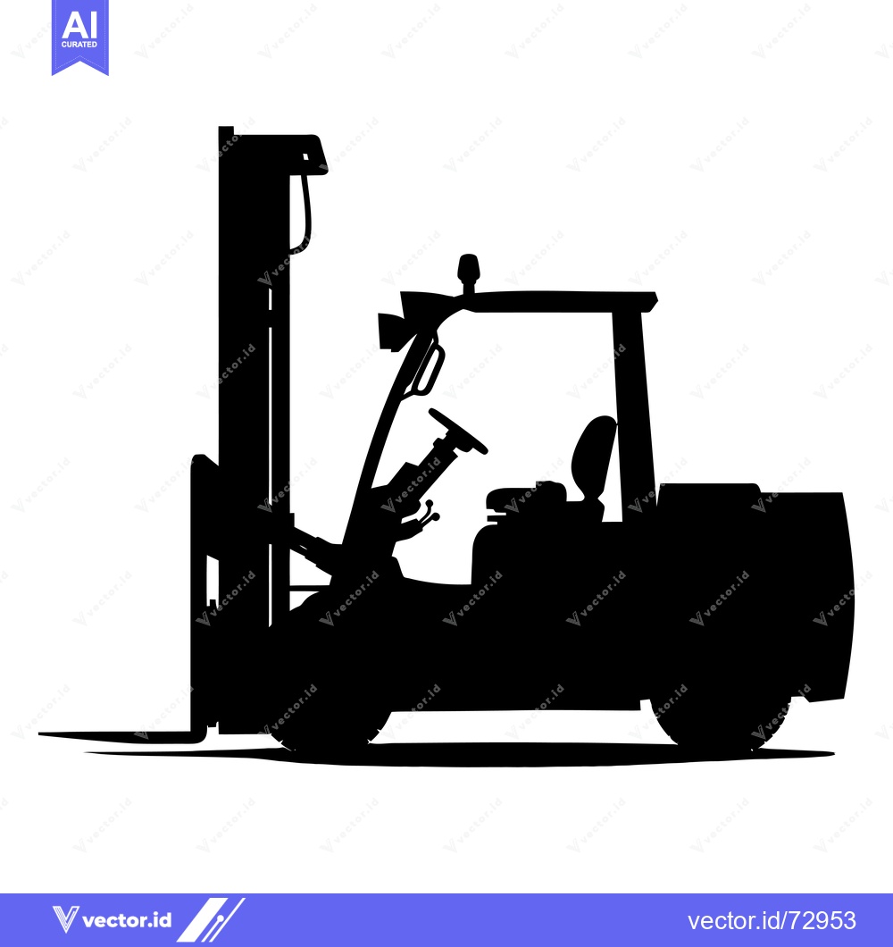 Premium Vector dari Black Silhouette of a Forklift With a Raised Mast