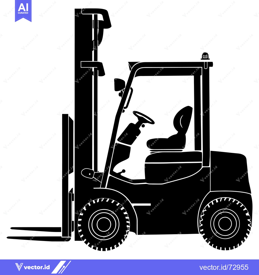 Premium Vector of Black and White Silhouette of a Forklift