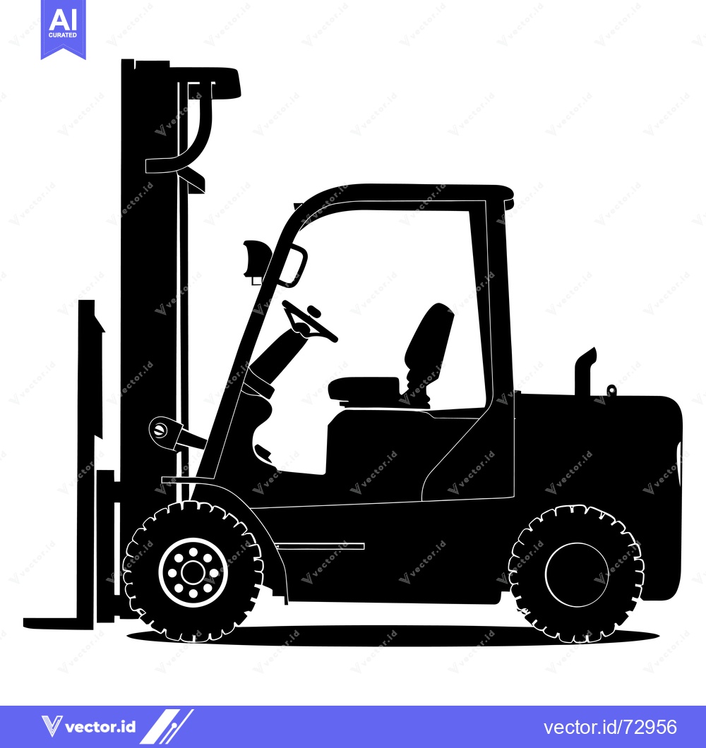 Premium Vector dari Black Silhouette of a Forklift with Raised Forks