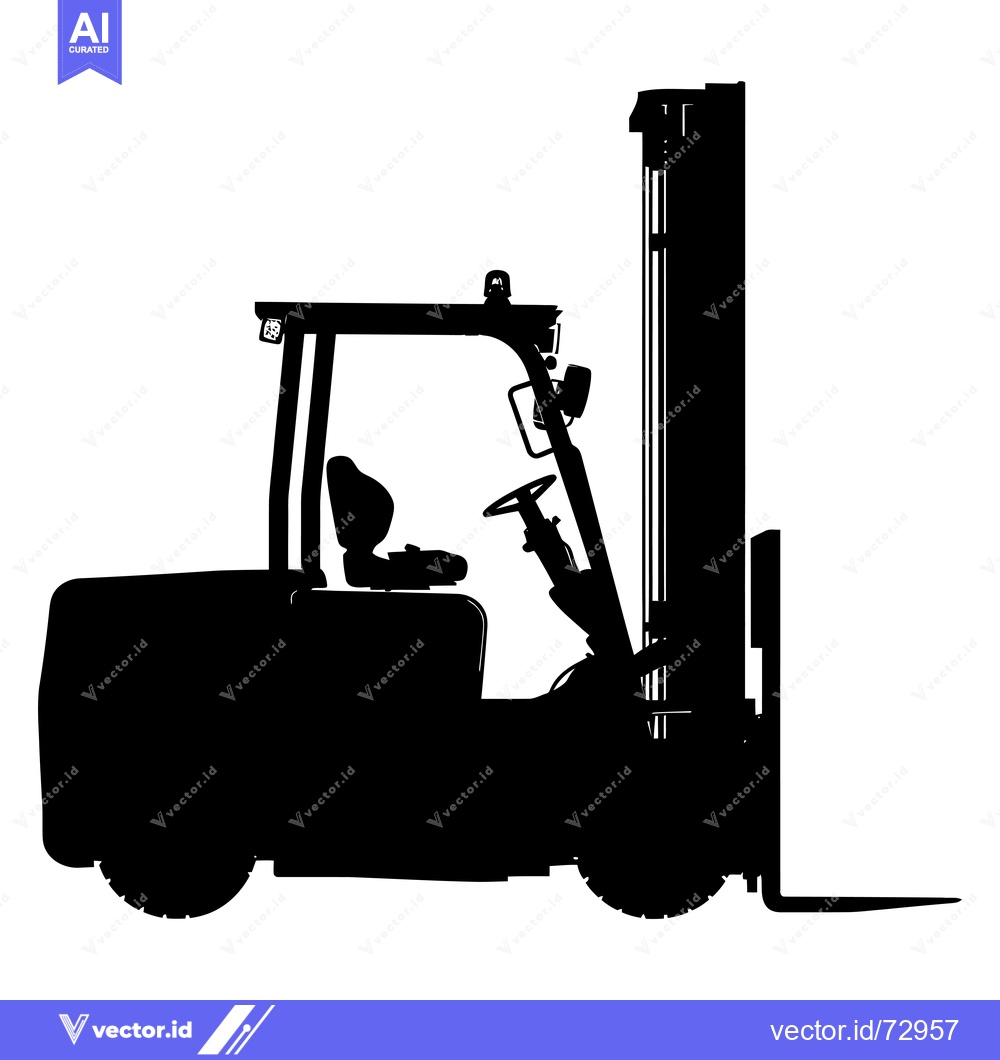 Premium Vector of Black and White Silhouette of a Forklift