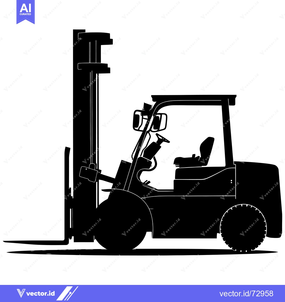 Premium Vector dari A Silhouette of a Forklift with Raised Forks