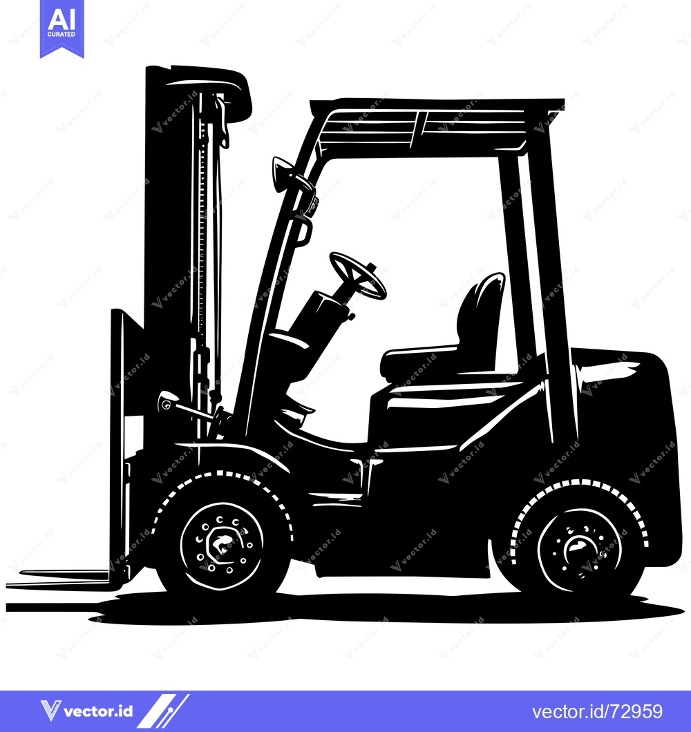 Premium Vector dari Black and White Silhouette of a Forklift