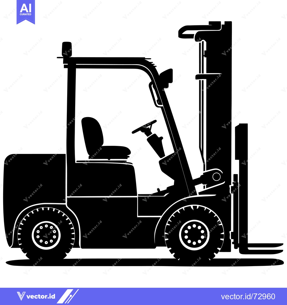 Premium Vector dari Black and White Silhouette of a Forklift