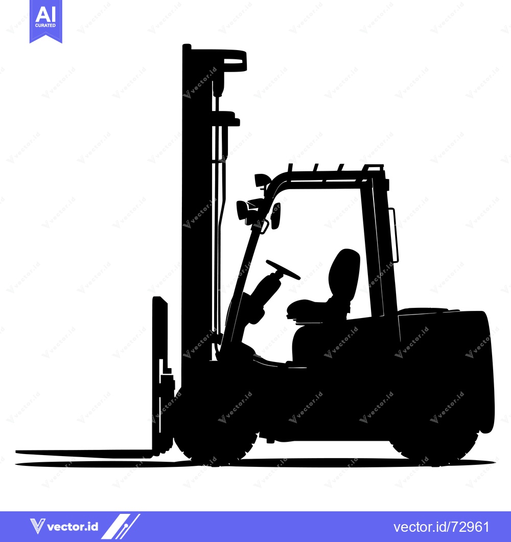 Premium Vector of Silhouette of a Forklift with Raised Forks