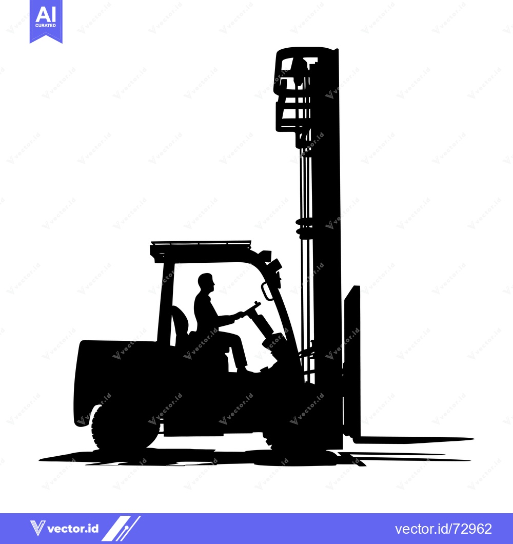 Premium Vector of Silhouette of a Forklift with Operator