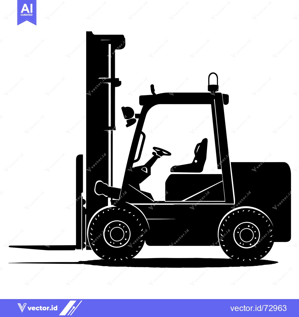 Premium Vector dari Black and White Silhouette of a Forklift