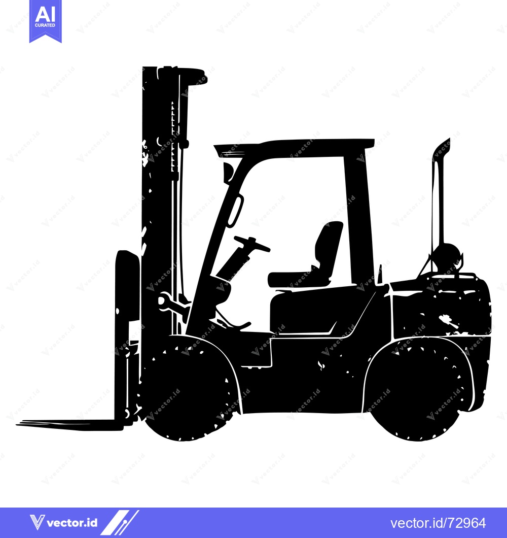 Premium Vector dari Black and White Silhouette of a Forklift