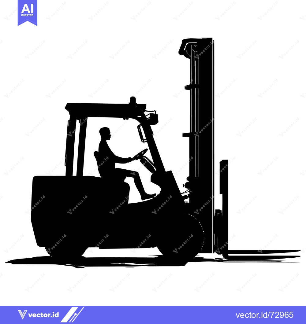 Premium Vector dari Silhouette of a Forklift with a Driver Operating It
