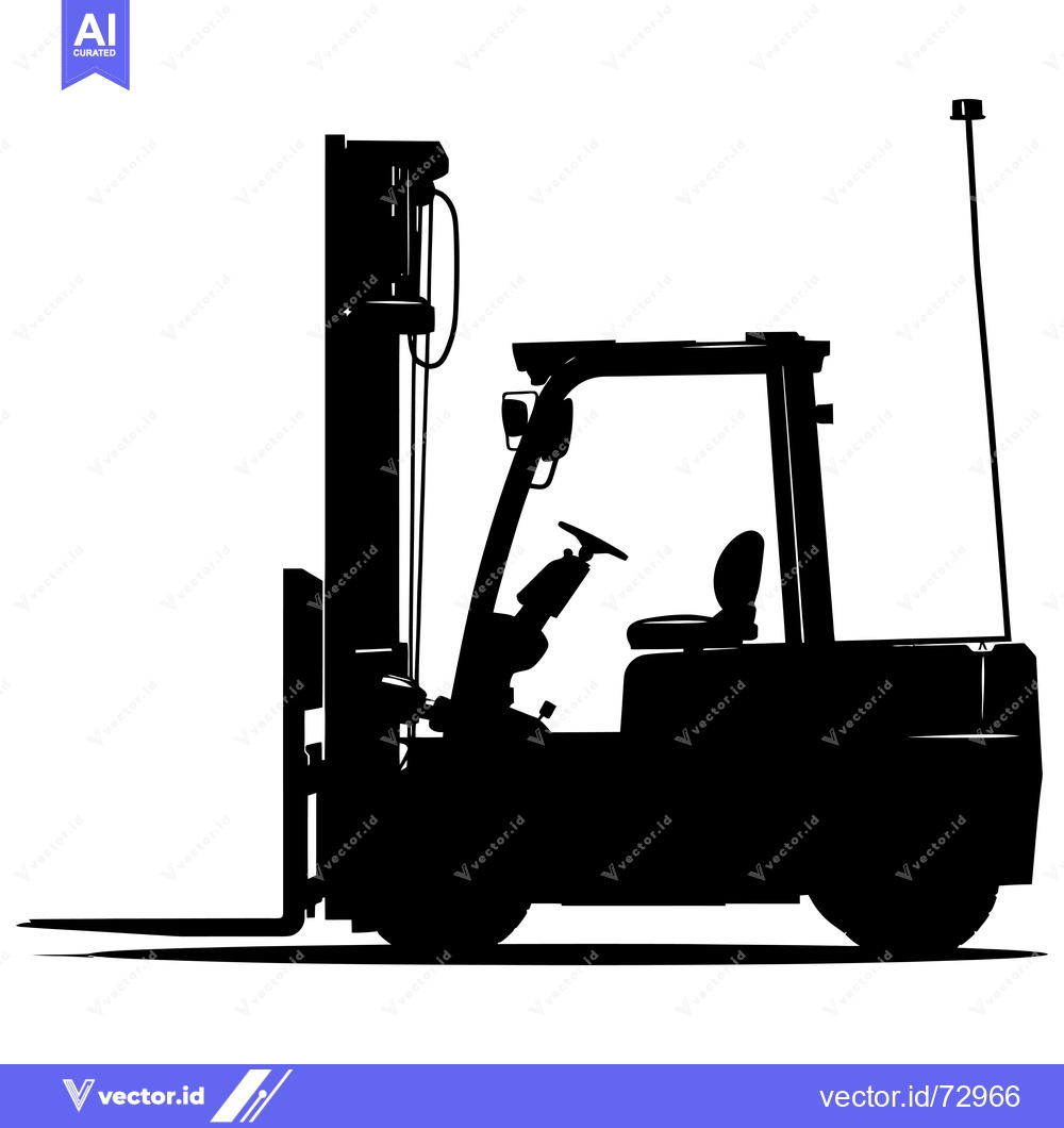 Premium Vector dari Black and White Silhouette of a Forklift