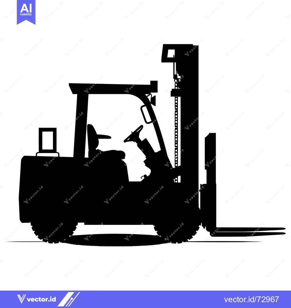 Premium Vector dari Black and White Silhouette of a Forklift