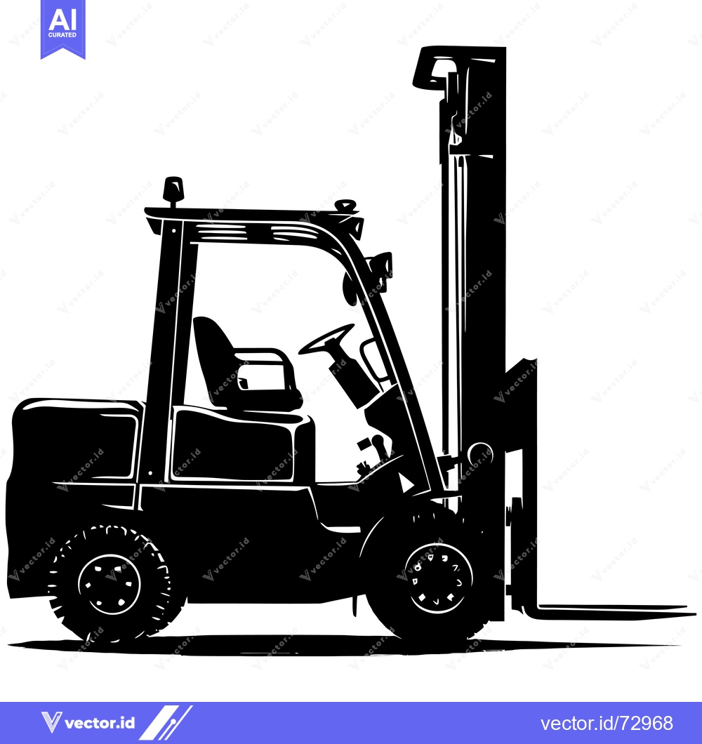 Premium Vector dari Black and White Silhouette of a Forklift