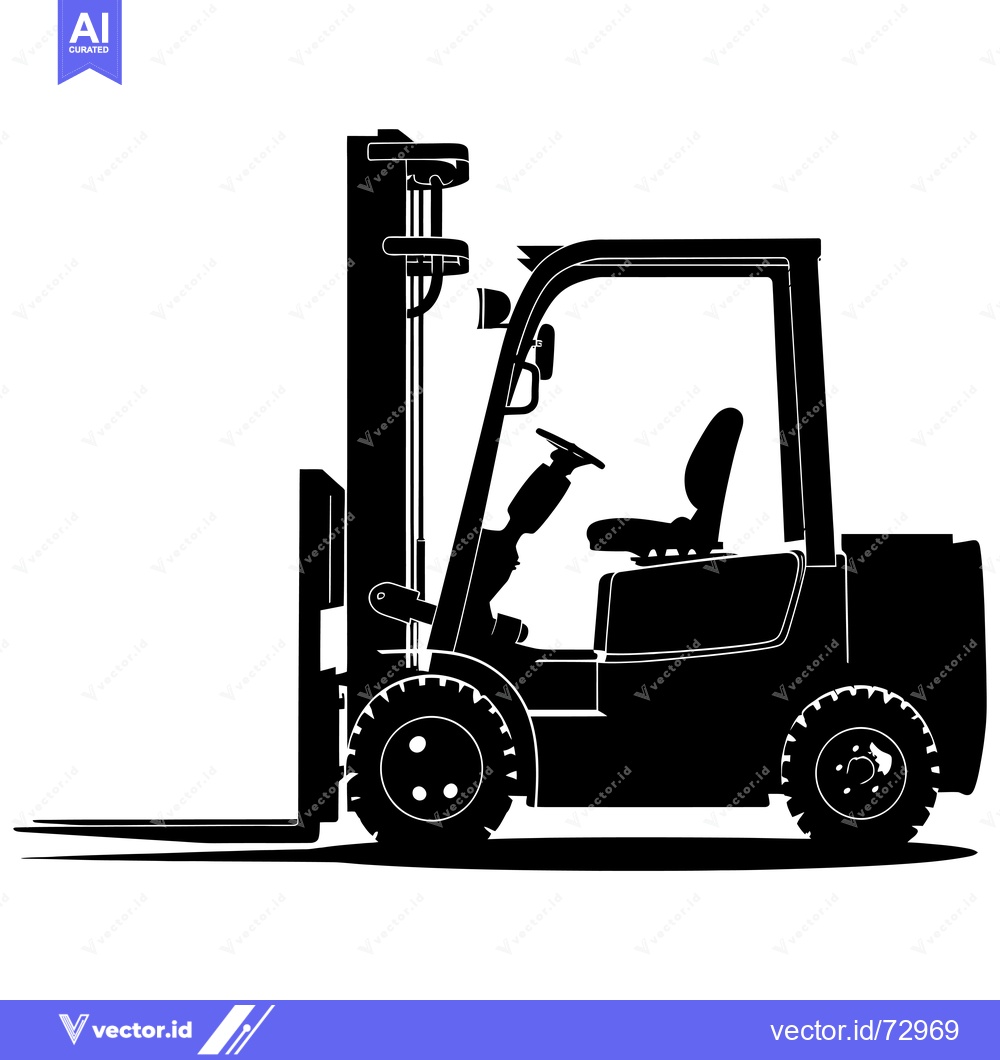 Premium Vector of Black and White Silhouette of a Forklift