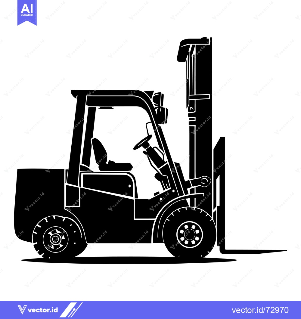 Premium Vector dari Black and White Silhouette of a Forklift