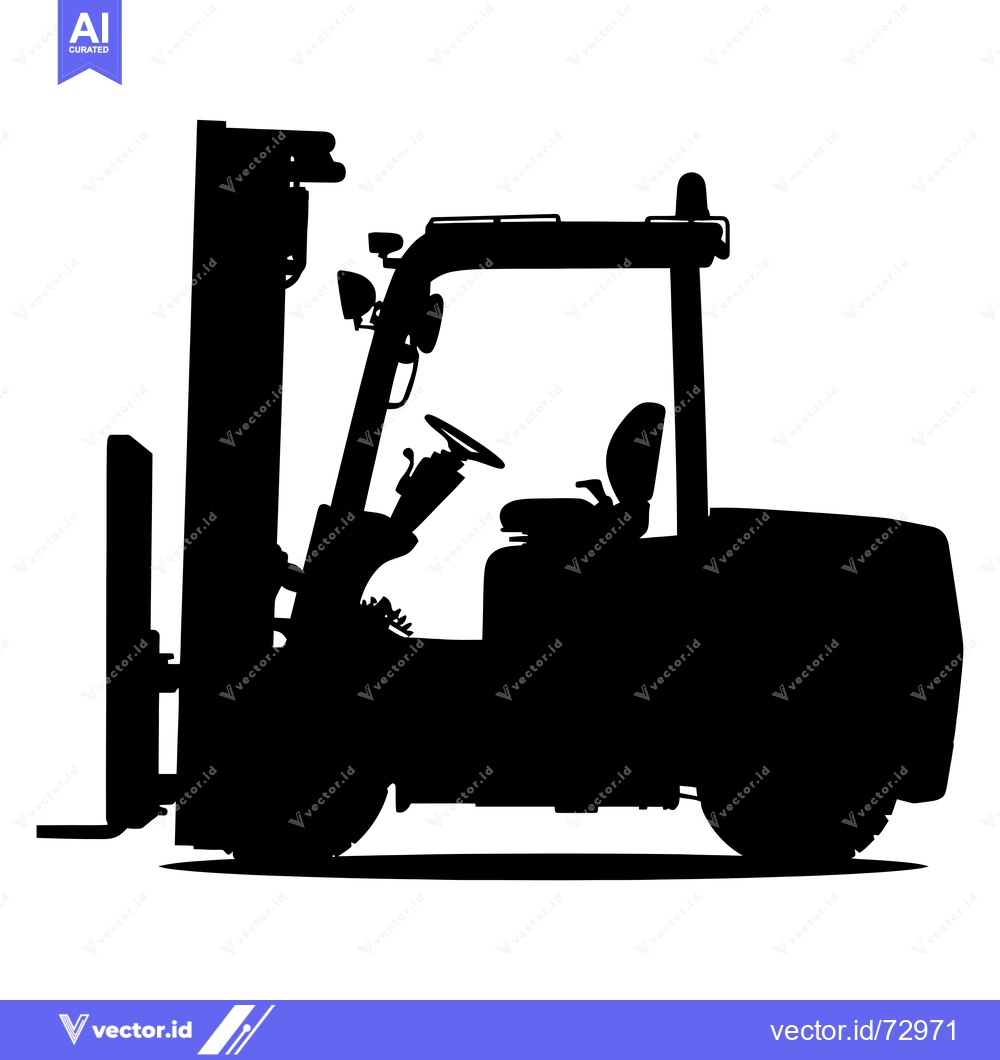 Premium Vector dari Black and White Silhouette of a Forklift