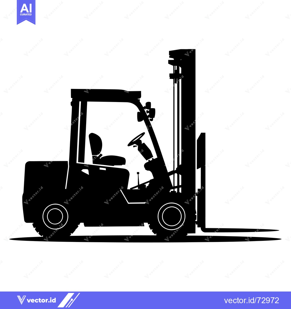 Premium Vector of Black Silhouette of a Forklift