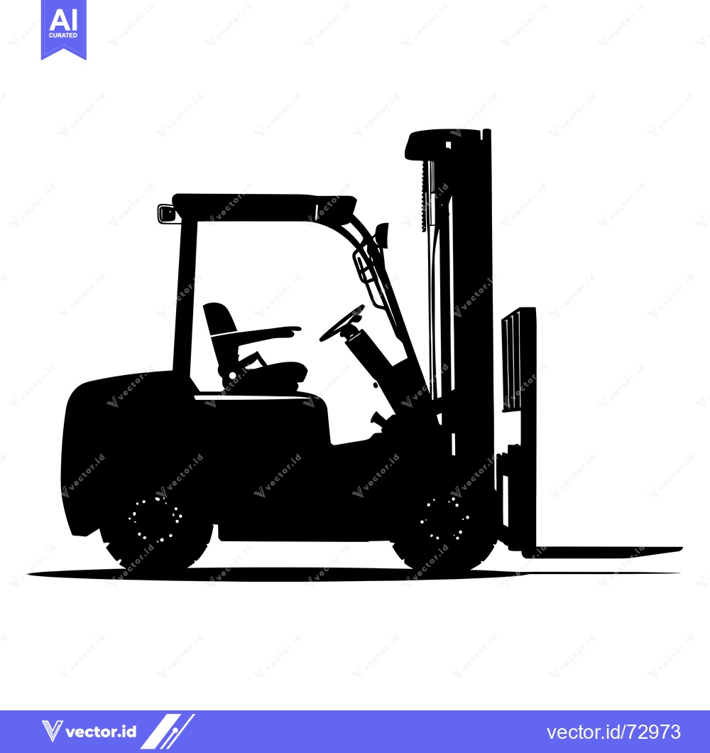 Premium Vector dari Black and White Silhouette of a Forklift