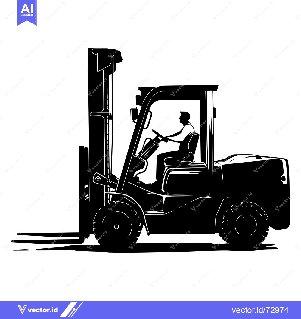 Premium Vector of Silhouette of a forklift with a driver operating it