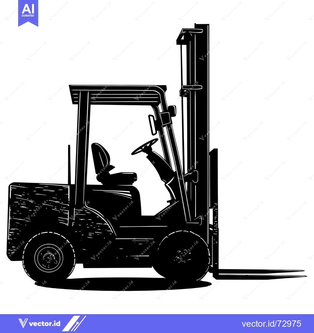 Premium Vector dari Black and White Silhouette of a Forklift