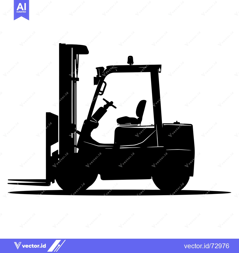 Premium Vector dari Black and White Silhouette of a Forklift