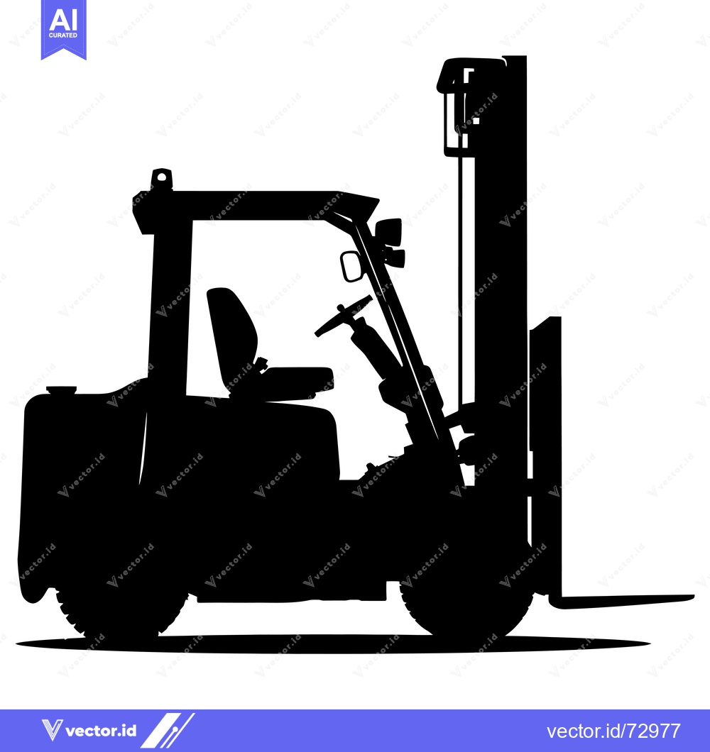 Premium Vector of Black and white silhouette of a forklift