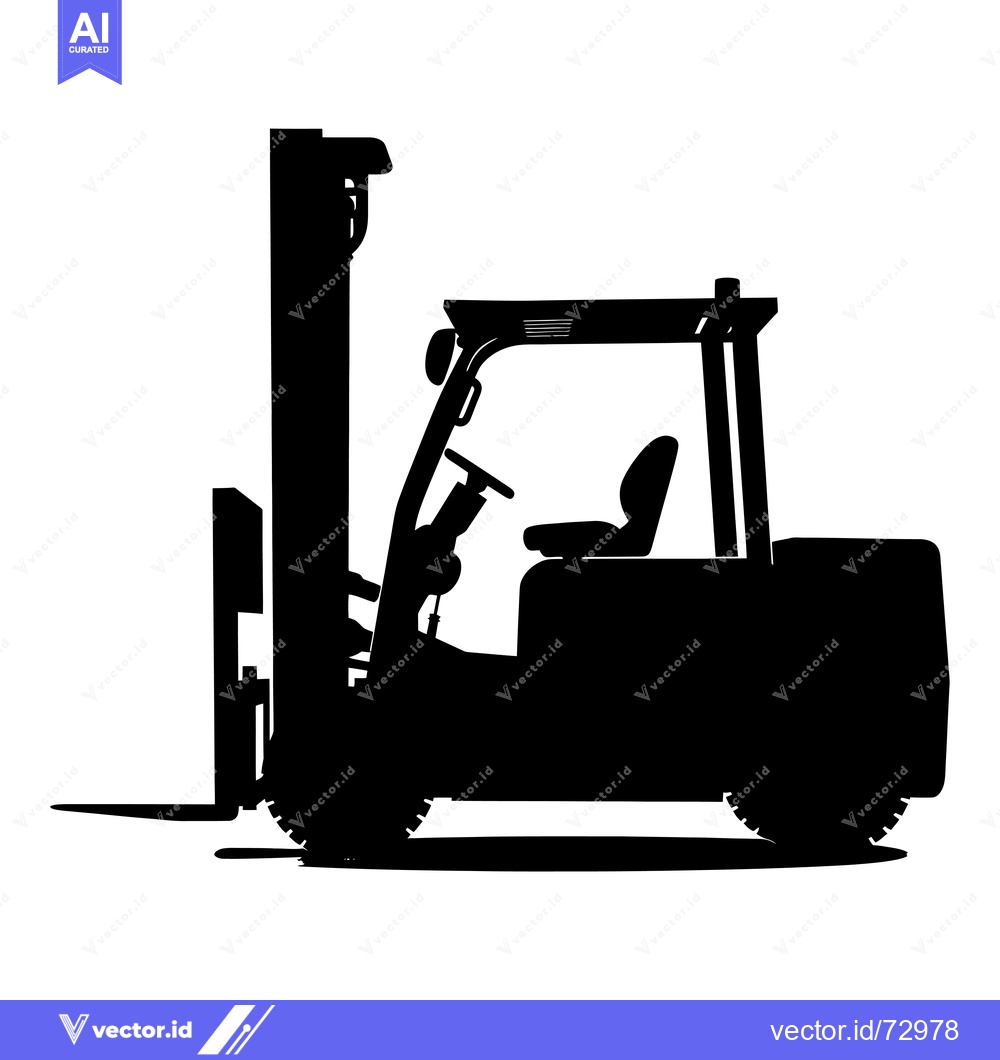 Premium Vector of Black and White Silhouette of a Forklift
