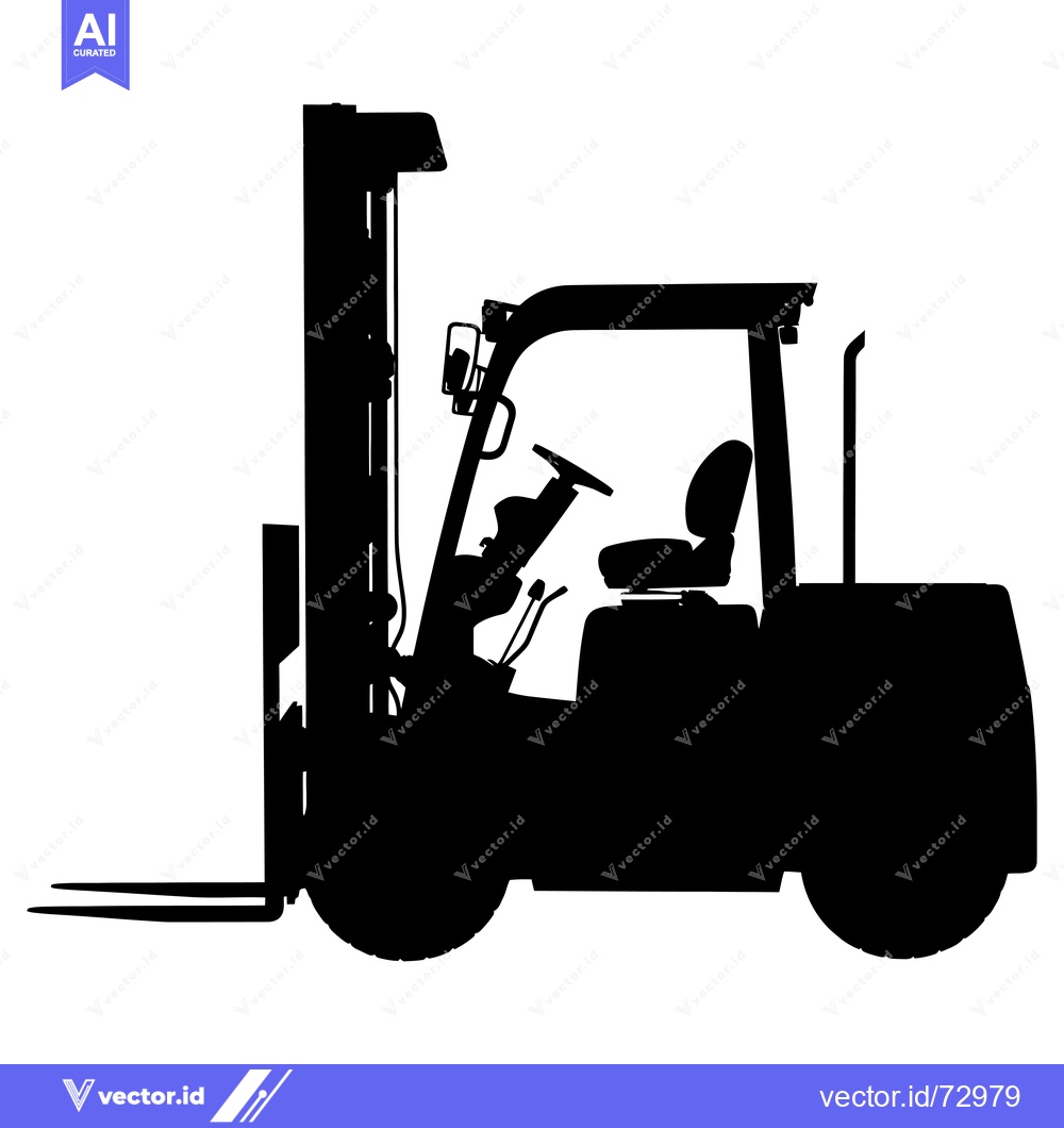 Premium Vector of Silhouette of a Forklift with Raised Forks