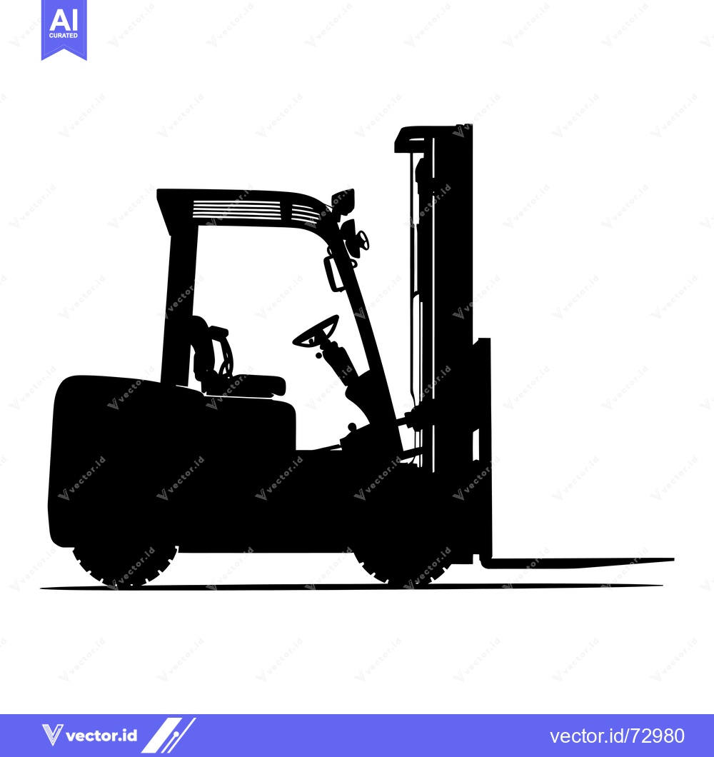 Premium Vector of Black and White Silhouette of a Forklift