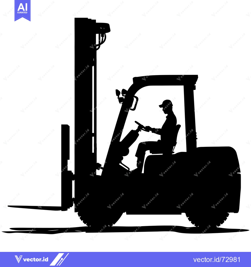 Premium Vector dari Silhouette of a forklift with a driver
