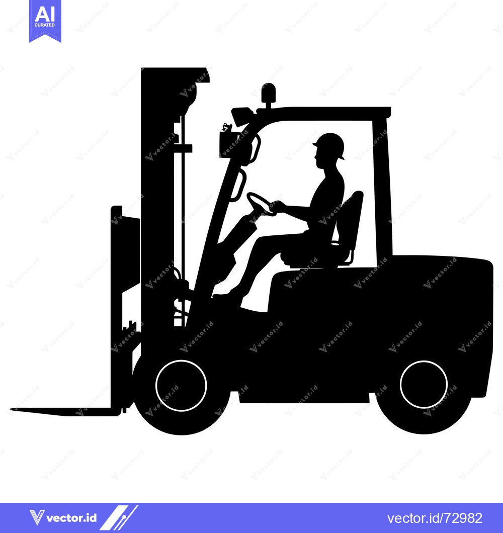 Premium Vector dari Silhouette of a Forklift Operator Driving a Forklift