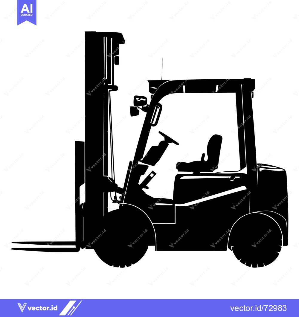 Premium Vector dari Black and White Silhouette of a Forklift