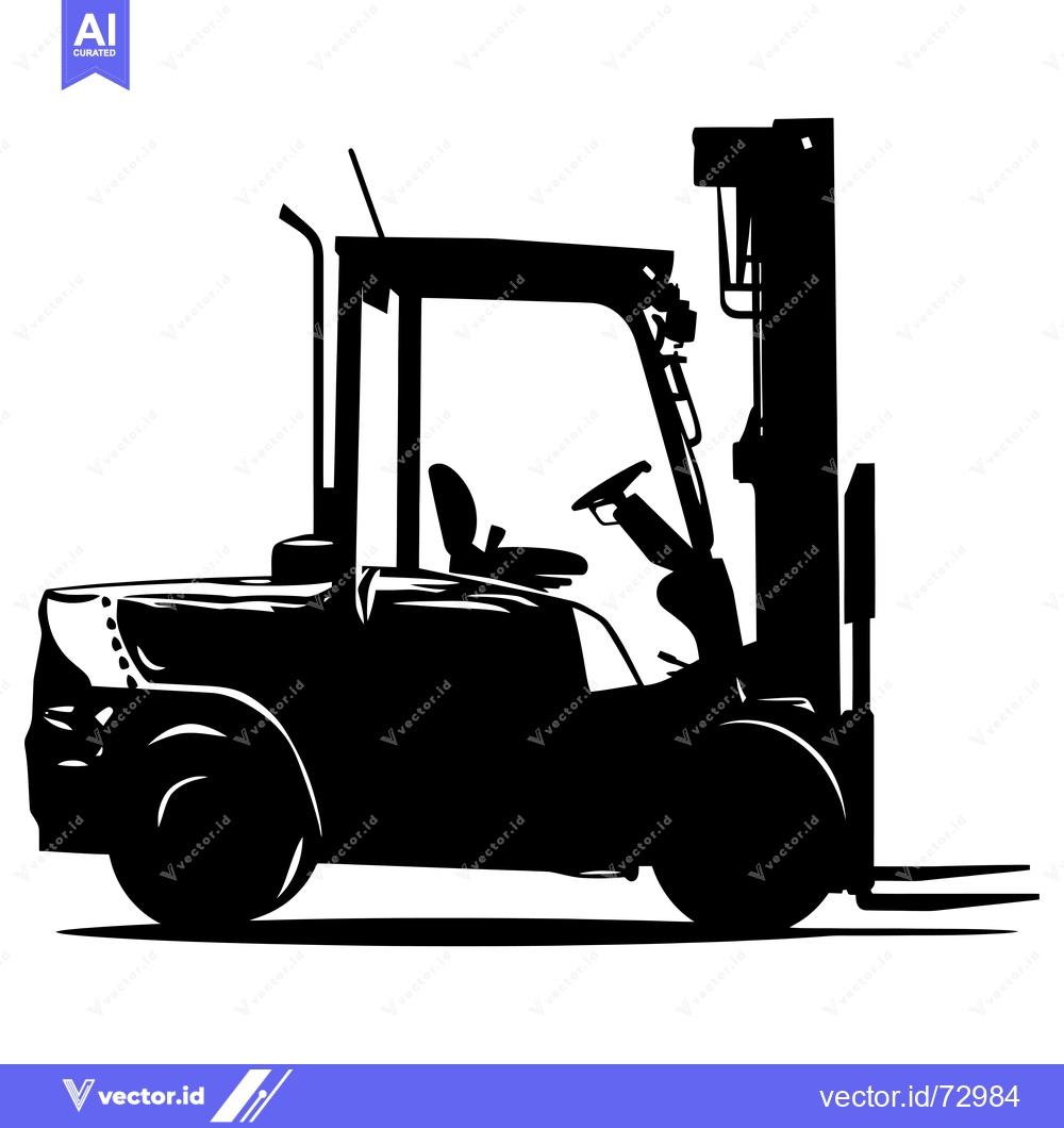 Premium Vector of Black and White Silhouette of a Forklift
