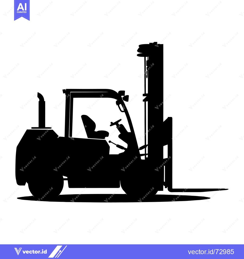 Premium Vector of Black and White Silhouette of a Forklift