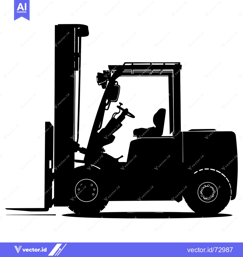 Premium Vector dari Black and White Silhouette of a Forklift
