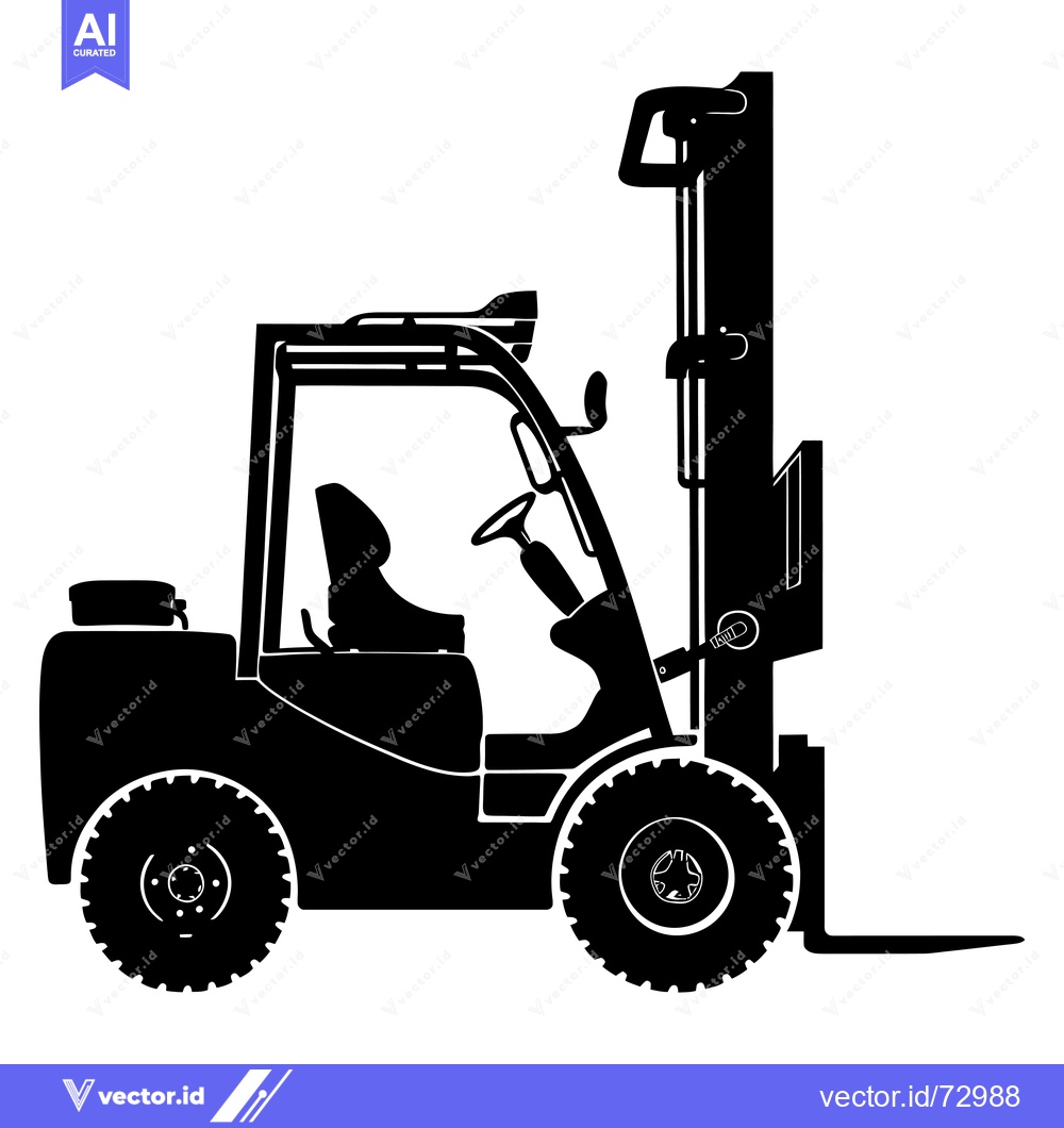 Premium Vector of Black and White Silhouette of a Forklift