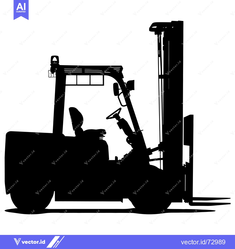 Premium Vector dari Silhouette of a Forklift with Raised Forks